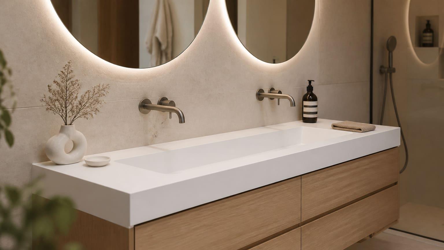 Solid surface wastafel in een maatwerk badkamermeubel: alles wat je moet weten