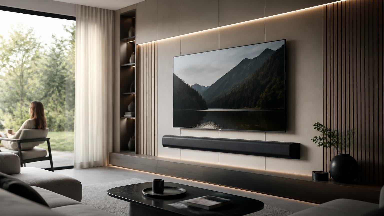 Cinewall met geïntegreerde soundbar-behuizing