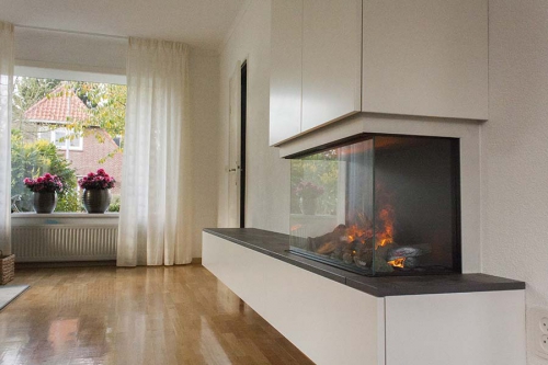 Dressoir, opbergkast, composiet blad en elektrische haard
