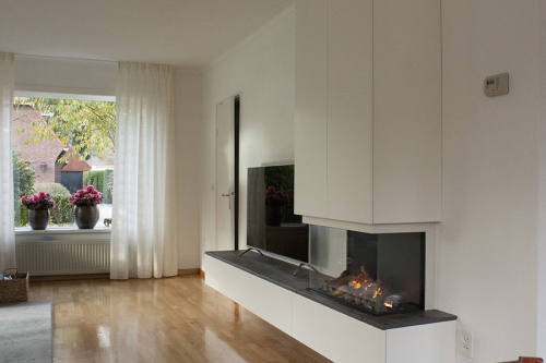 Dressoir, opbergkast, composiet blad en elektrische haard