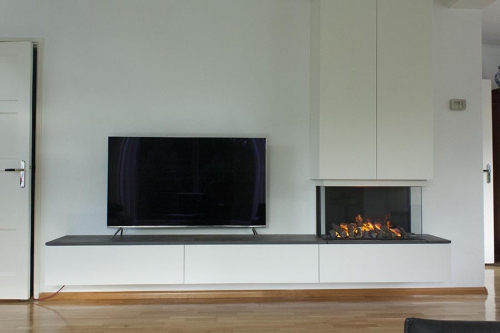 Dressoir, opbergkast, composiet blad en elektrische haard